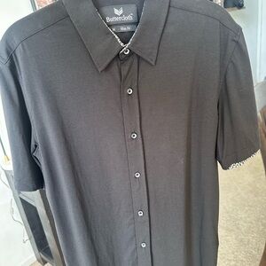 Buttercloth Men's Black Casual Button Down Shirt